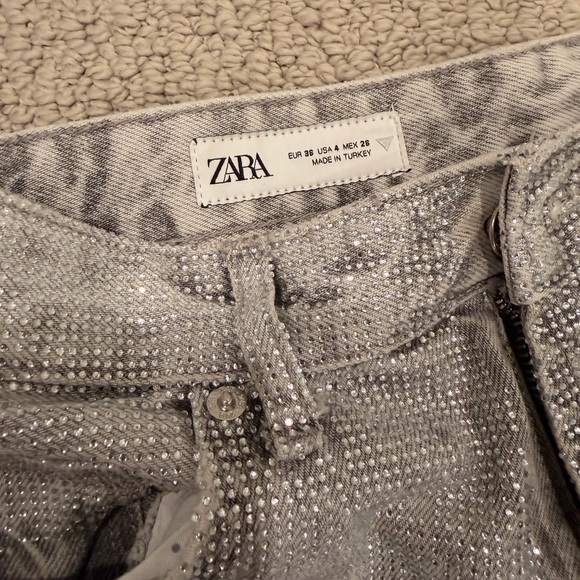 Zara Silver Glitter Boyfriend Jeans - Picture 3 of 3